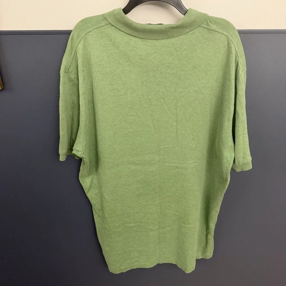 Polo Ralph Lauren Polo Shirt Men XL Green Collared Logo High Low Hem Cotton XL